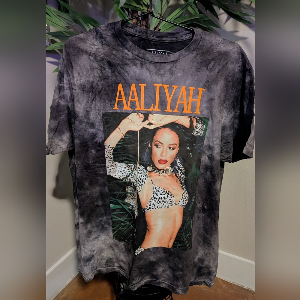 Black and Gray Retro Aaliyah Graphic Tee